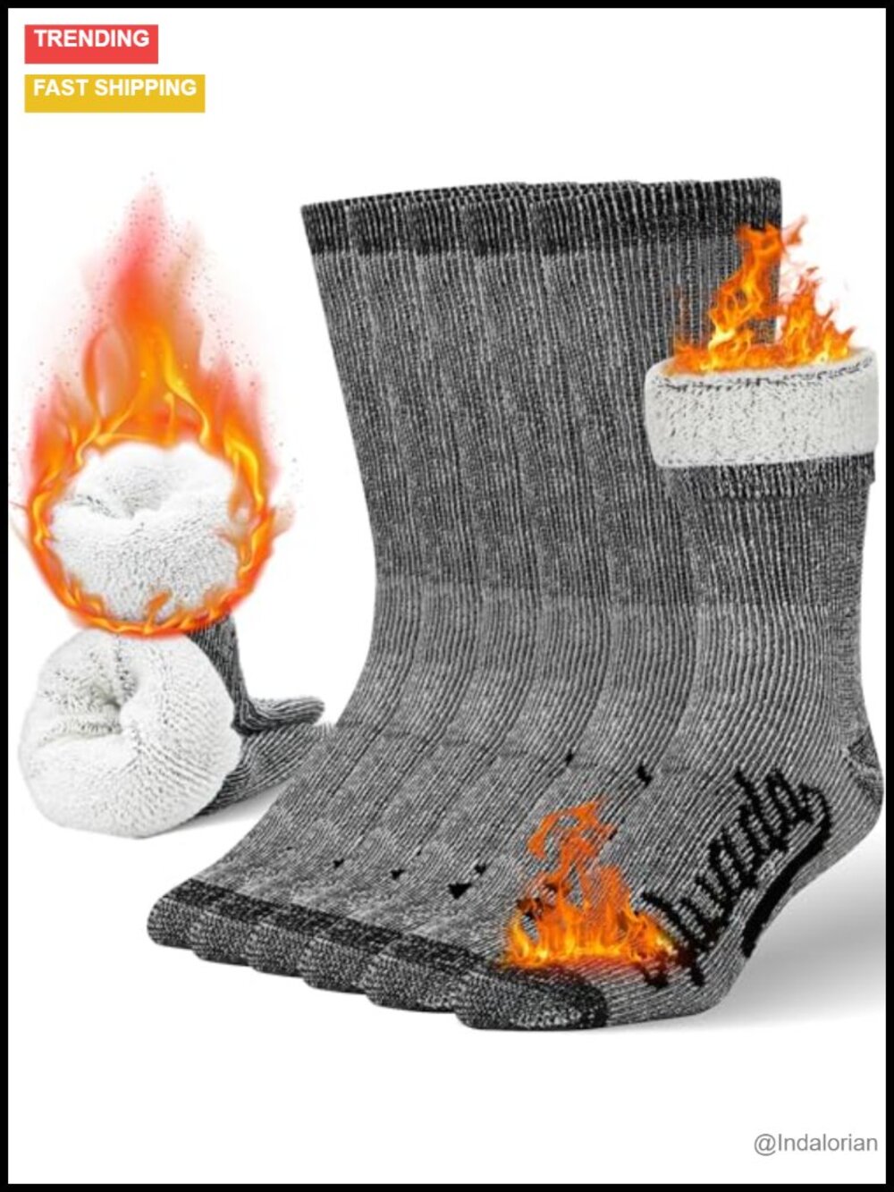 Merino Wool Crew Socks Thermal Warm Socks for Winter Work Hiking 3 Pairs